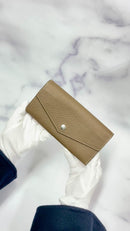 [French calf] <br>Flap long wallet<br>color: Navy x off -white stitch