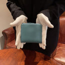 [French calf] <br>Half L zip wallet<br>color: Gene Blue<br>【Build-to-order manufacturing】