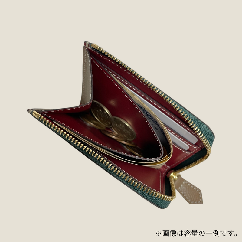 [BOXカーフ] <br>ハーフLジップウォレット<br>color：ネイビー<br>【受注生産】