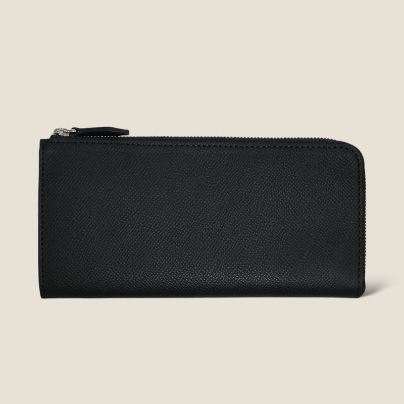 [French calf] <br>L Zip long wallet<br>color: Black