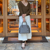 [Shrink leather] <br>round shoulders<br>color: ethane gray