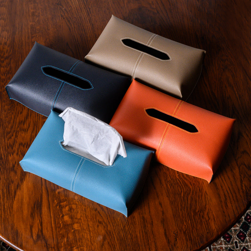 [French calf] <br> Box tissue cover <br> COLOR: Navy <br> [Made to order]