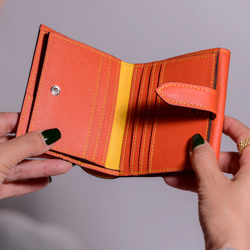 [French calf] <br> Hook -up wallet <br> color: Orange
