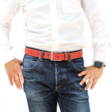[Salvage PROJECT]<br>[Croc pattern leather] <br>35mm belt<br>color: red