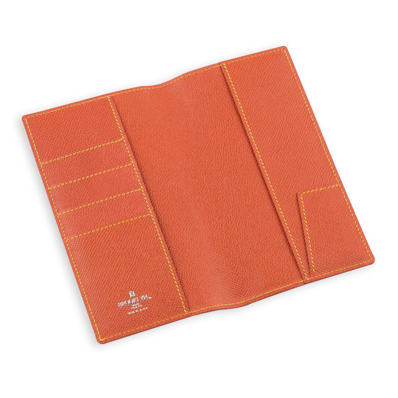 [フレンチカーフ] <br>ポケットサイズ手帳カバー<br>color：オレンジ<br>【受注生産】
