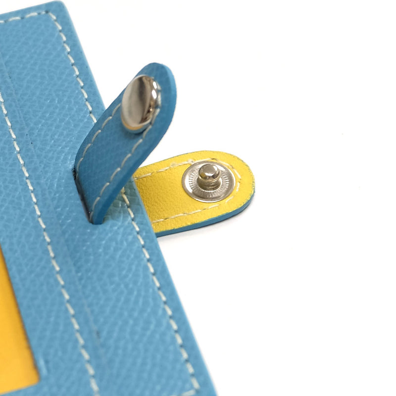 [French calf] <br> Both sides of ID strap <br> color: Aqua Blue