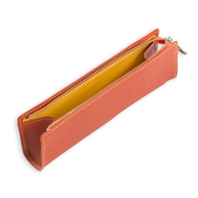 [French calf] <br> Fastener pen case <br> COLOR: Orange <br> [Made to order]