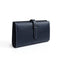 [French calf] <br> Long wallet with belt <br> Color: Navy x off -white stitch
