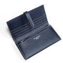 [French calf] <br> Long wallet with belt <br> Color: Navy x off -white stitch