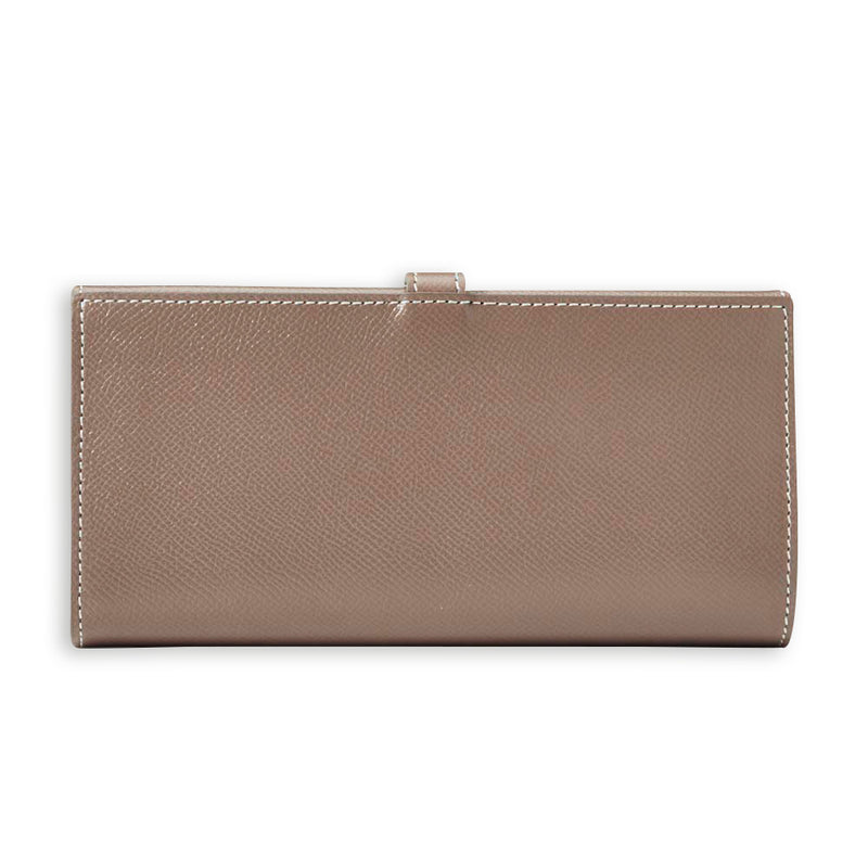 [French calf] <br> Long wallet with belt <br> Color: Tope