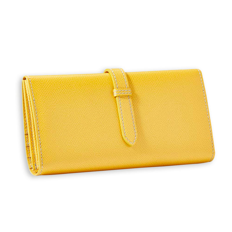 [French calf] <br> Long wallet with belt <br> Color: Yellow