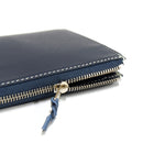 [French calf] <br> L Zip Long Wallet <br> Color: Navy x Off White Stitch