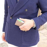 [French calf] <br>compact card case<br>Color: Taupe x Jean Blue