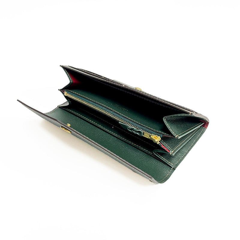 [French calf] <br> Flap long wallet <br> color: Dark green