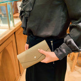 [French calf] <br>flap long wallet<br>color: taupe