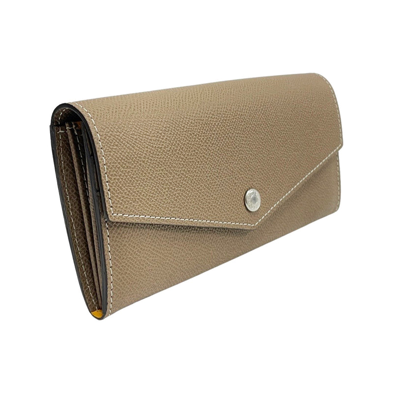 [French calf] <br> Flap long wallet <br> Color: Tope