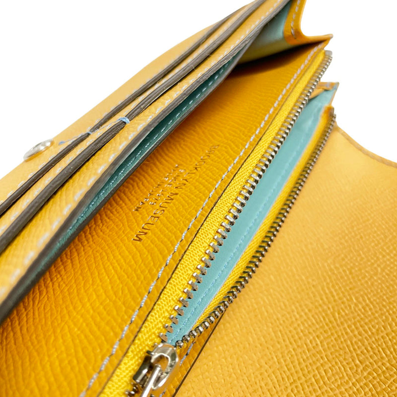 [French calf] <br> Flap long wallet <br> Color: Yellow
