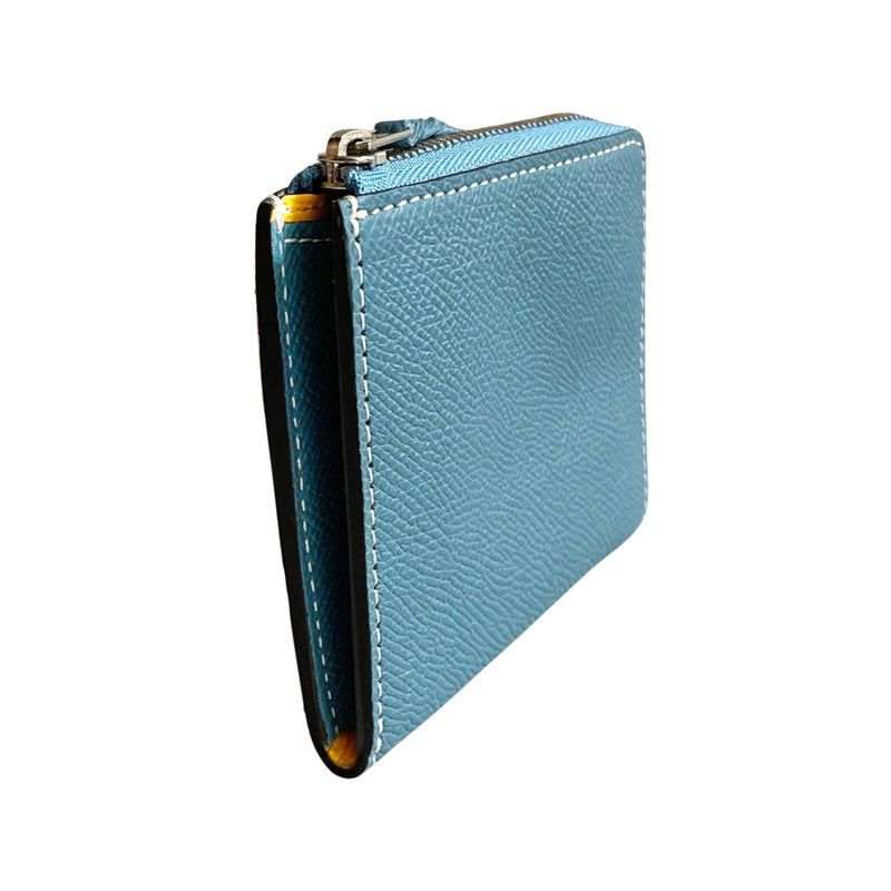 [French calf] <br> Half L zip wallet <br> color: Gene Blue
