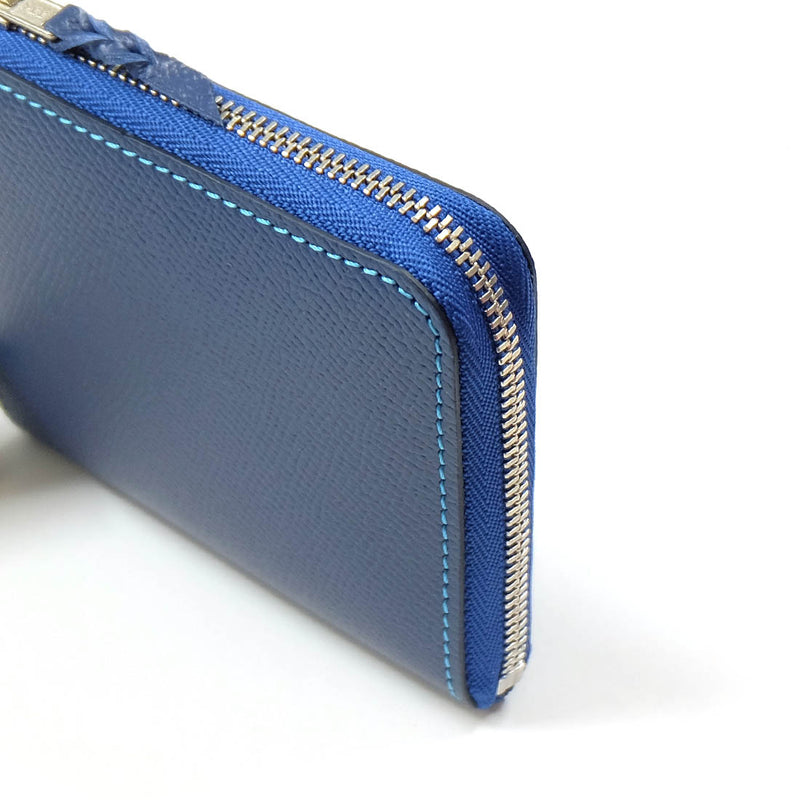 [French calf] <br> Half L zip wallet <br> color: Ink blue