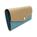 [French calf] <br> Flap long wallet <br> Color: Tope x Gene Blue