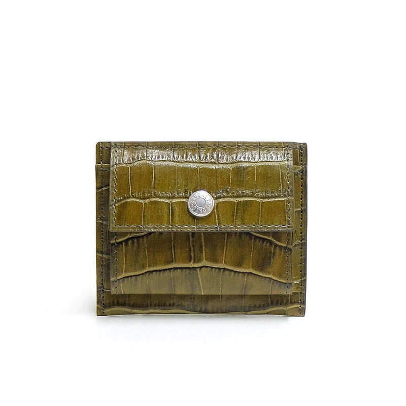 [Croco pattern leather] <br> Mini Snap Wallet <br> Color: Khaki