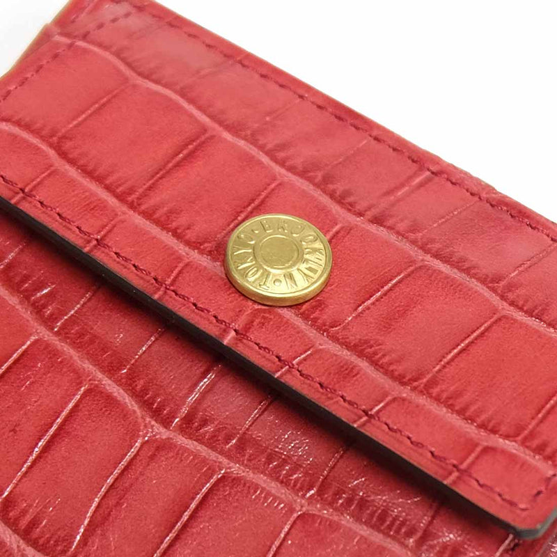 [Croco Pattern Leather] <br>Mini snap wallet<br>Color: Red