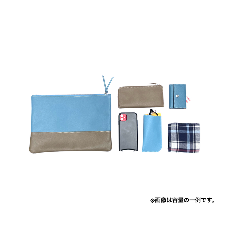 [French calf] <br> Combi clutch bag <br> COLOR: Tope x ink blue <br> [Made to order]