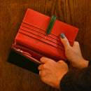 [Yamato] <br> Long wallet with belt <br> Color: Tartan Rean x Red
