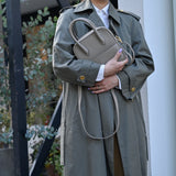 [Shrink leather]<br>postman mini shoulder<br>color: taupe