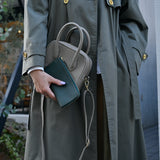 [Shrink leather]<br>postman mini shoulder<br>color: taupe