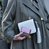 [French calf] <br>mini snap wallet<br>color: mauve pink x taupe