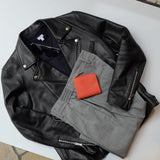 [French calf] <br>Half L zip wallet<br>color: orange