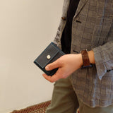 [フレンチカーフ] <br>ミニスナップウォレット<br>color：ネイビー