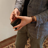 [French calf] <br>mini snap wallet<br>color: taupe x dark green