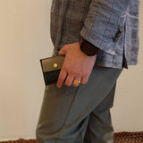 [French calf] <br>mini snap wallet<br>color: taupe x dark green
