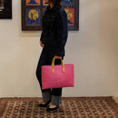 [French calf] <br> Tote bag <br> Color: Pink x yellow <br> [Made -to -order production]