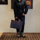 [French calf] <br> Tote bag <br> color: Ink blue x red <br> [Made -to -order production]