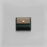 [French calf] <br>mini snap wallet<br>color: taupe x dark green