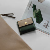 [French calf] <br>mini snap wallet<br>color: taupe x dark green