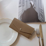 [French calf] <br>flap long wallet<br>color: taupe