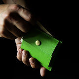 [French calf] <br>mini snap wallet<br>color: citroen green<br>[Made to order]