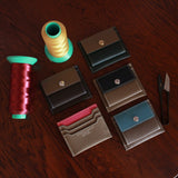[French calf] <br>mini snap wallet<br>color: Jean blue x taupe