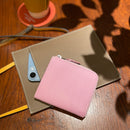 [French calf] <br> Half L zip wallet <br> Color: Mauve Pink