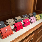 [French calf] <br>mini snap wallet<br>color: taupe x dark green