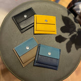 [French calf] <br>mini snap wallet<br>color: Jean blue x taupe