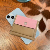[French calf] <br>mini snap wallet<br>color: mauve pink x taupe
