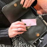 [French calf] <br>mini snap wallet<br>color: mauve pink x taupe