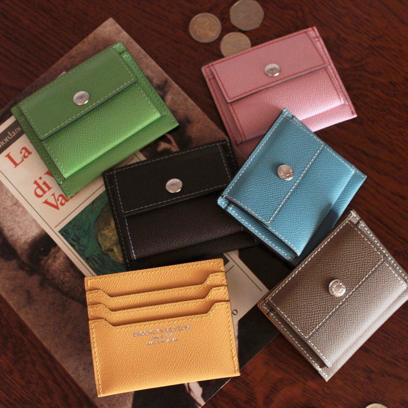 [French Calf] <br> Mini Snap Wallet <br> Color: Gene Blue
