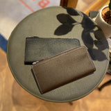 [French calf] <br>L zip long wallet<br>color: dark brown