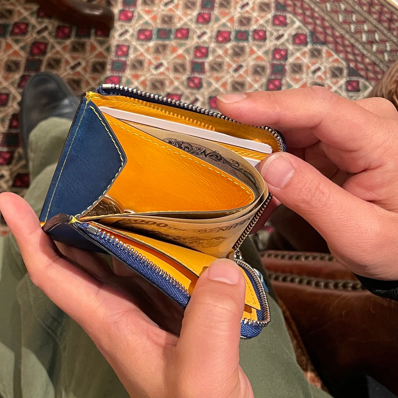 [Ai dyeing] <br> Half L zip wallet